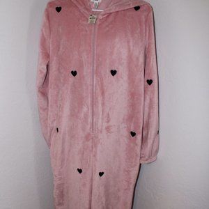 NWT VICTORIA SECRET PINK- COZY ONE PIECE SHERPA WITH HOOD ONESIE PAJAMA